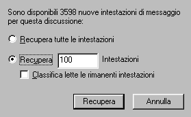 Finestra messaggi da scaricare