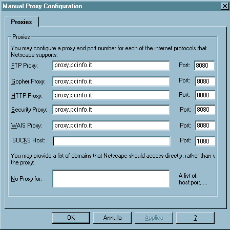 Procedura di configurazione del proxy 2