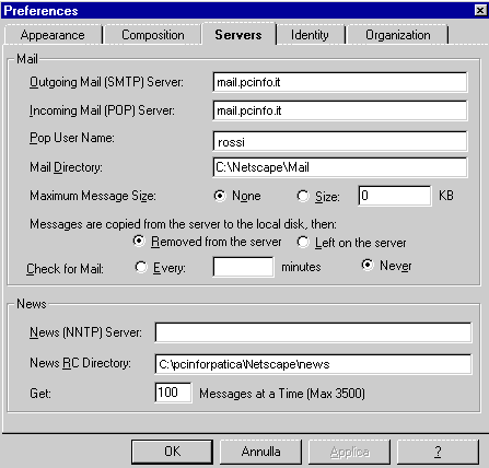 Configurazione Server di posta