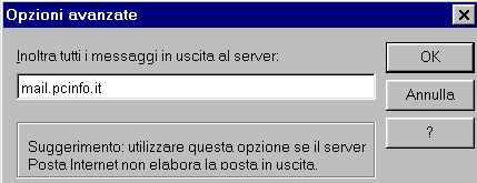 Opzione avanzate: Inserire mail.tin.it