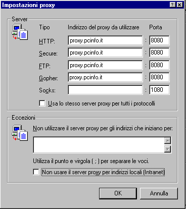 Configurazione proxy