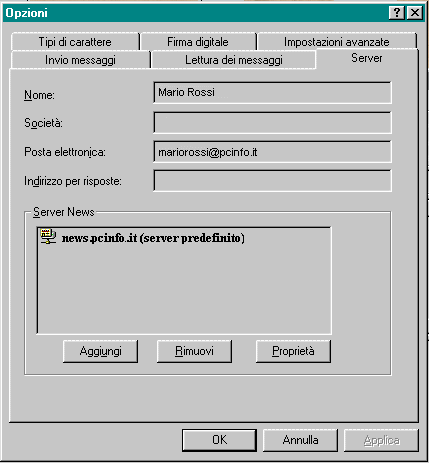 Inserire il vostro nome e cognome, l'indirizzo di posta elettromica