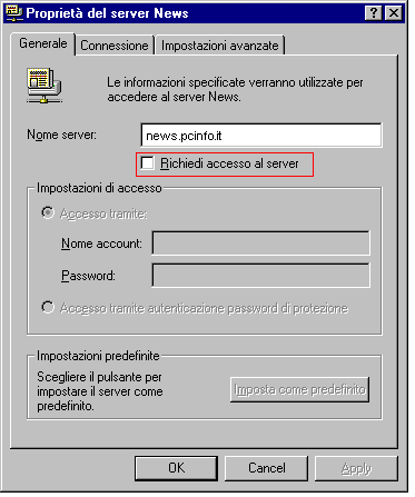 Propriet del server news - Generale