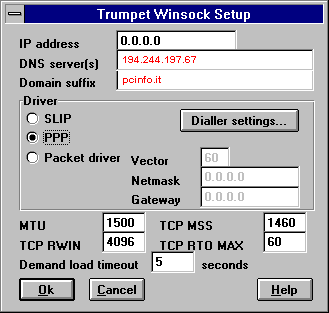 Schermata Trumpet Setup